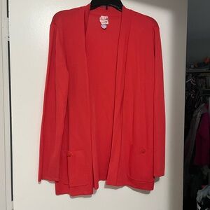 Red Open-Front Women’s Sweater Cardigan
